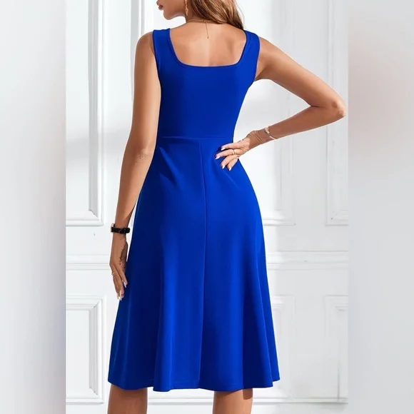 Elegant Blue Sleeveless Dress/ NWOT - Picture 4 of 5